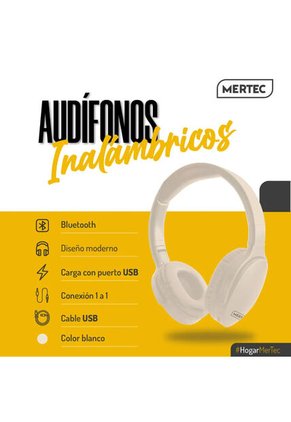 Audifonos Diadema Inalámbricos Mertec MT-024B Blanco