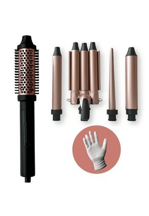 Kit Rizador De Cabello Multifuncional 5 En 1 Cerámica Rosa