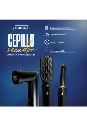 Cepillo Secador Multifuncional Y Convertible Mertec 5 En 1 Luna Bloom 