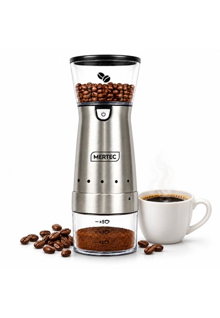 Molino De Café Mertec Portátil Recargable USB Acero Inoxidable