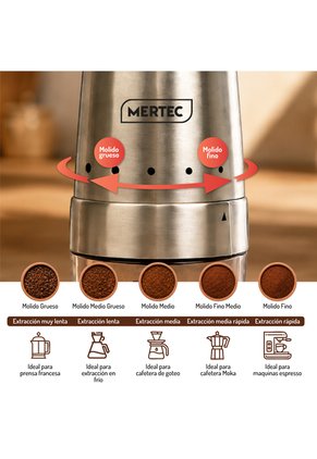Molino De Café Mertec Portátil Recargable USB Acero Inoxidable