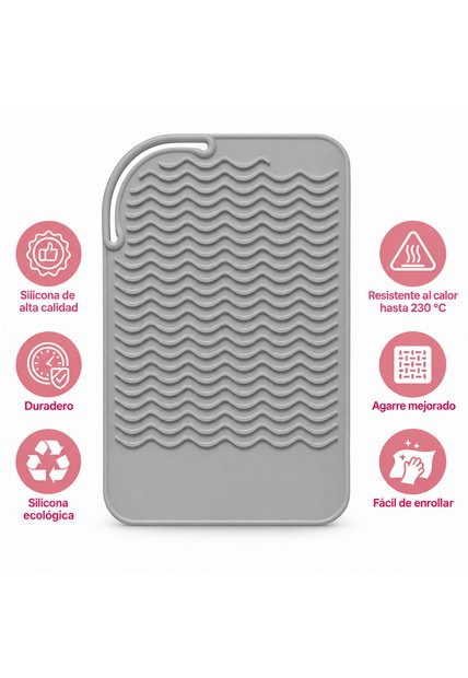 Tapete De Silicona Resistente Al Calor Para Plancha, Rizador Y Secador De Cabello Gris