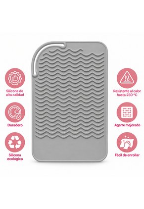 Tapete De Silicona Resistente Al Calor Para Plancha, Rizador Y Secador De Cabello Gris