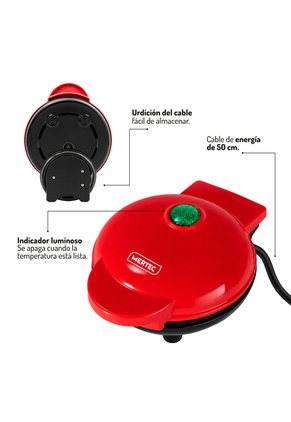 Mini Waflera Mertec Antiaherente Roja