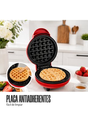 Mini Waflera Mertec Antiaherente Roja