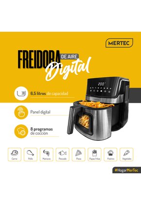 Freidora De Aire Digital Mertec 6.5L Con Visor Y Pantalla Tactil