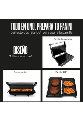 Sanduchera Panini Grill Mertec 180° Acero Inoxidable