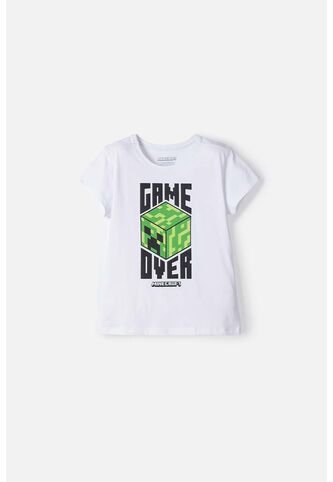 Camiseta De Minecraft Manga Corta Blanco Para Niña 6 MINECRAFT
