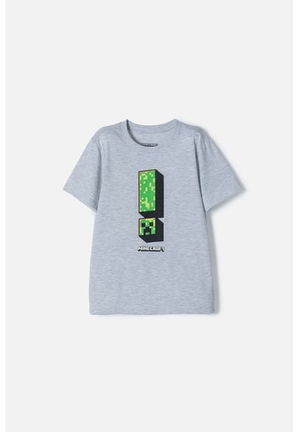 Camiseta De Minecraft Gris Manga Corta Para Niño 10