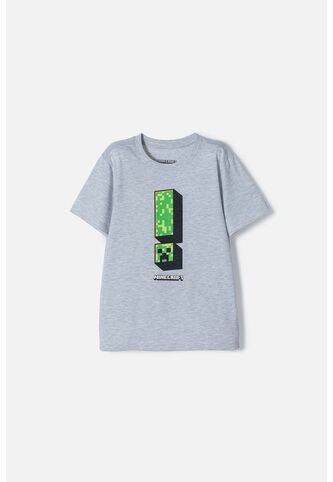 Camiseta De Minecraft Gris Manga Corta Para Niño 6 MINECRAFT