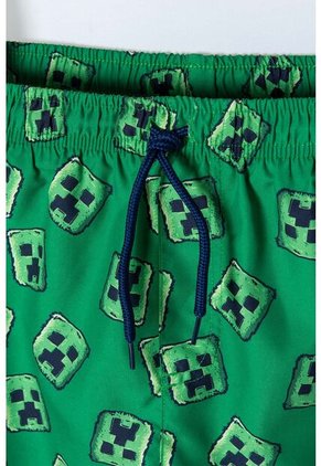 Pantaloneta De Baño De Minecraft Verde Con Cordón En Cintura Para Niño 10