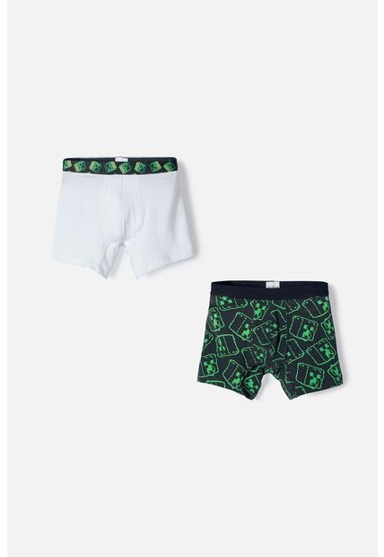 Pack X2 Boxer Minecraft Blanco Y Negro En Dúo Para Niño 8