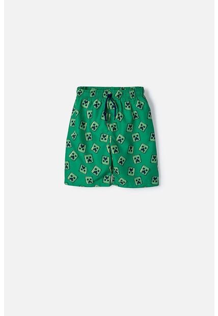 Pantaloneta De Baño De Minecraft Verde Con Cordón En Cintura Para Niño 8