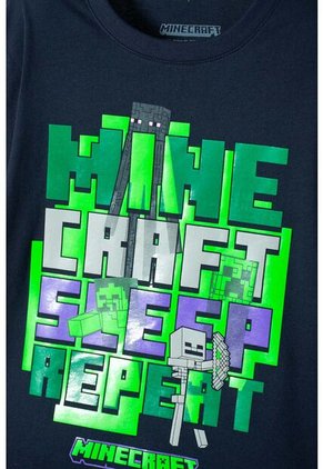 Camiseta De Minecraft Manga Larga Azul Para Niño 14