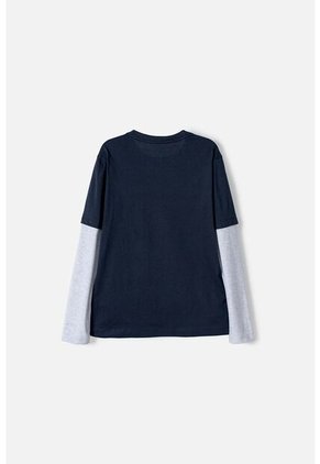 Camiseta De Minecraft Manga Larga Azul Para Niño 14