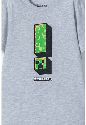 Camiseta De Minecraft Gris Manga Corta Para Niño 14