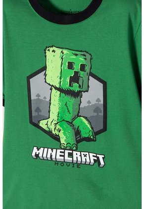 Camiseta De Minecraft Verde Manga Corta Para Niño 10