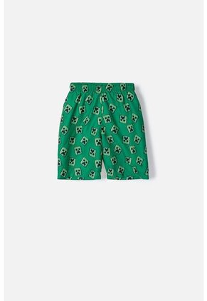Pantaloneta De Baño De Minecraft Verde Con Cordón En Cintura Para Niño 12
