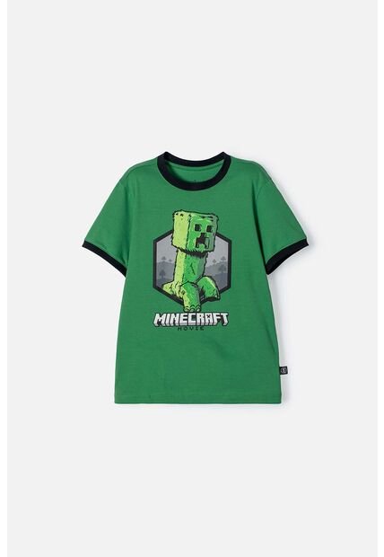 Camiseta De Minecraft Verde Manga Corta Para Niño 8