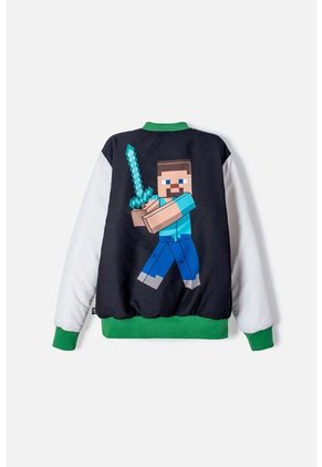 Chaqueta De Minecraft Marfil Y Negra Estampada En Frente Para Niño 6