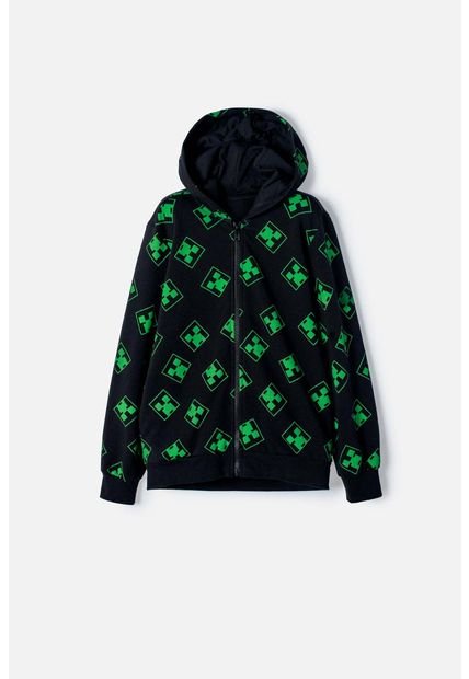 Buzo De Minecraft Negro Y Verde Con Capucha Para Niño 12