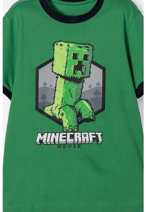 Camiseta De Minecraft Verde Manga Corta Para Niño 12