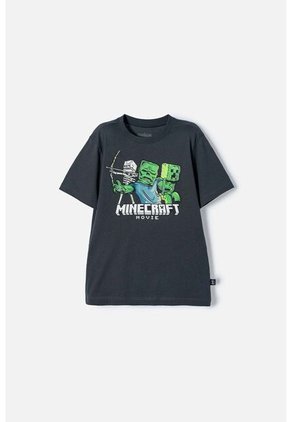 Camiseta De Minecraft Gris Manga Corta Para Niño 10