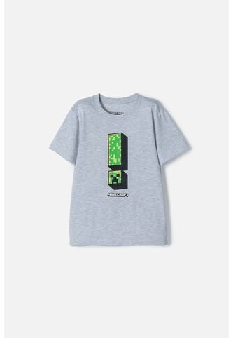 Camiseta De Minecraft Gris Manga Corta Para Niño 10 MINECRAFT
