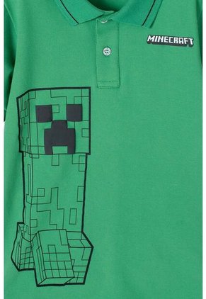 Camiseta Tipo Polo De Minecraft Verde  Para Niño 12