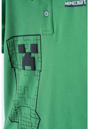 Camiseta Tipo Polo De Minecraft Verde  Para Niño 12