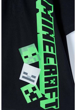 Camiseta Tipo Polo De Minecraft Negra Tipo Polo Para Niño 8