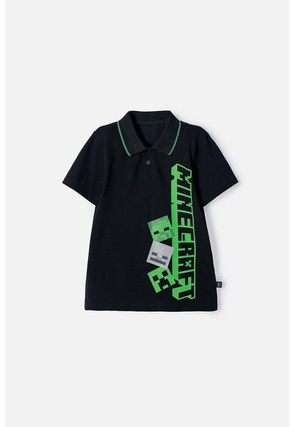 Camiseta Tipo Polo De Minecraft Negra Tipo Polo Para Niño 8