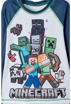 Camiseta De Baño De Minecraft Azul Y Blanca Manga Larga Para Niño 10