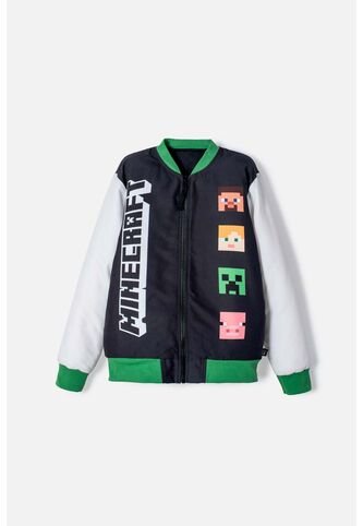 Chaqueta De Minecraft Marfil Y Negra Estampada En Frente Para Niño 10 MINECRAFT