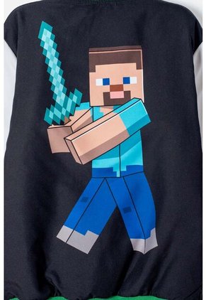 Chaqueta De Minecraft Marfil Y Negra Estampada En Frente Para Niño 10