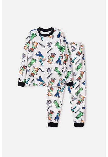 Pijama De Minecraft Con Pantalón Largo Multicolor Para Niño 12