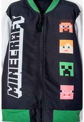 Chaqueta De Minecraft Marfil Y Negra Estampada En Frente Para Niño 10