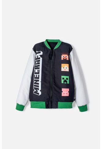 Chaqueta De Minecraft Marfil Y Negra Estampada En Frente Para Niño 8 MINECRAFT