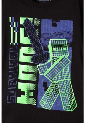 Camiseta De Minecraft Que Alumbra En La Oscuridad Para Niño 10