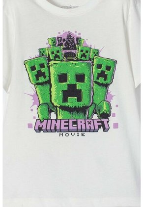 Camiseta De Minecraft Marfil Estampada En Frente Para Niño 14