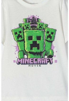 Camiseta De Minecraft Marfil Estampada En Frente Para Niño 12