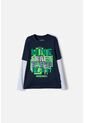 Camiseta De Minecraft Manga Larga Azul Para Niño 10 de MINECRAFT