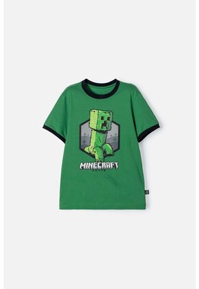 Camiseta De Minecraft Verde Manga Corta Para Niño 6