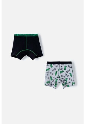Pack X2 Boxer Minecraft Negro Y Gris Jaspe Para Niño 6