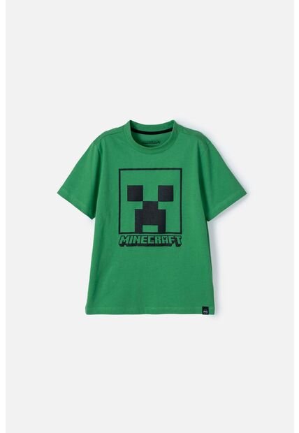 Camiseta De Minecraft Verde Manga Corta Para Niño 12