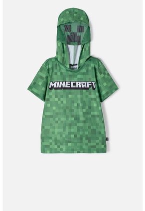 Camiseta De Minecraft Con Capucha Verde Para Niño 14