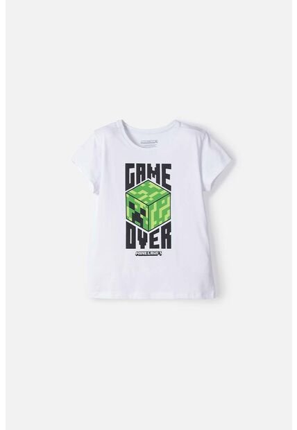 Camiseta De Minecraft Manga Corta Blanco Para Niña 12