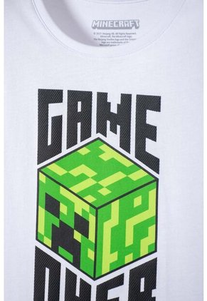 Camiseta De Minecraft Manga Corta Blanco Para Niña 12
