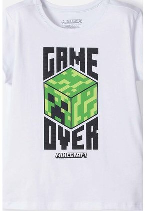 Camiseta De Minecraft Manga Corta Blanco Para Niña 12