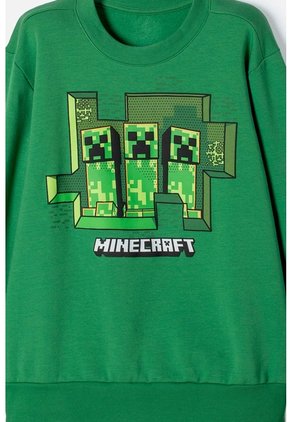Buzo De Minecraft Verde De Diseño Cerrado Para Niño 12